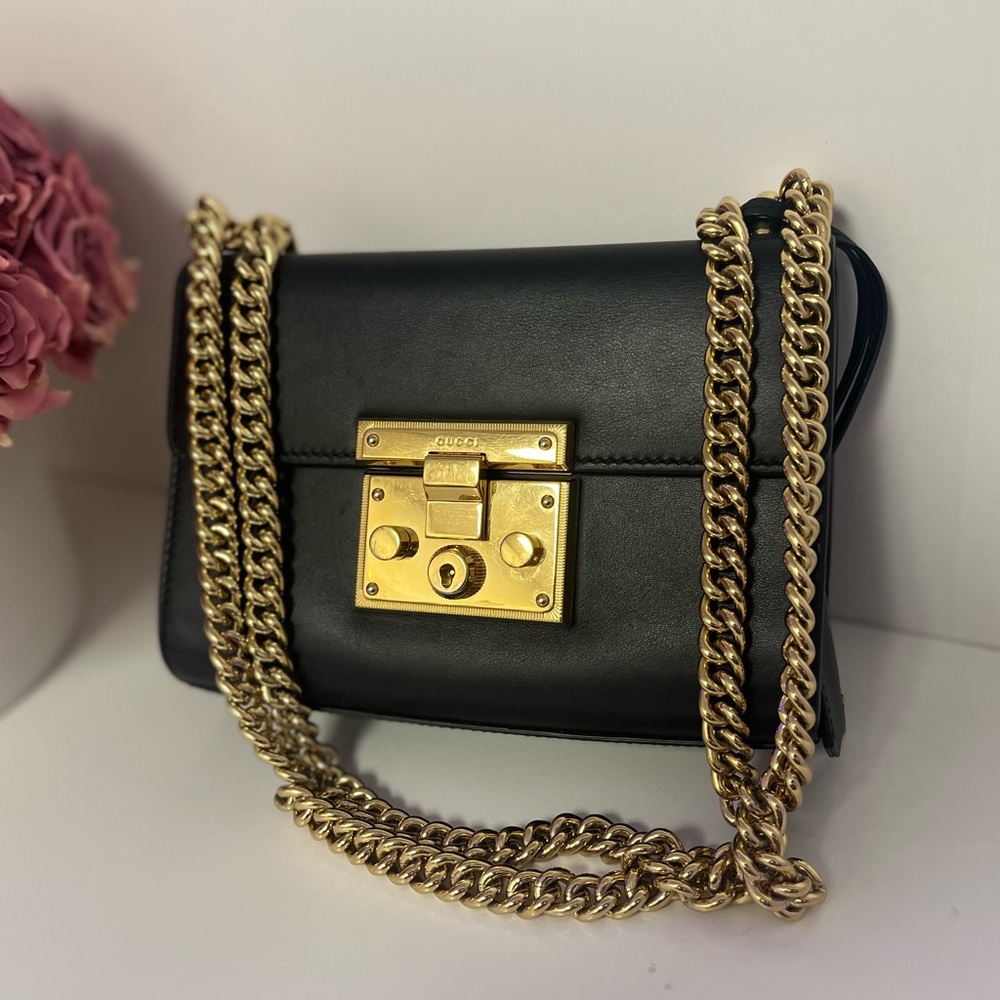 Gucci Black and Gold Chain Bag